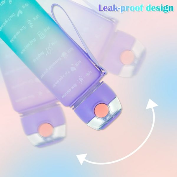 3 Pack Water Bottles With 2l Large Bottle 700mlportable Bottle And 300ml Mini Bottle Motivational (random Color)