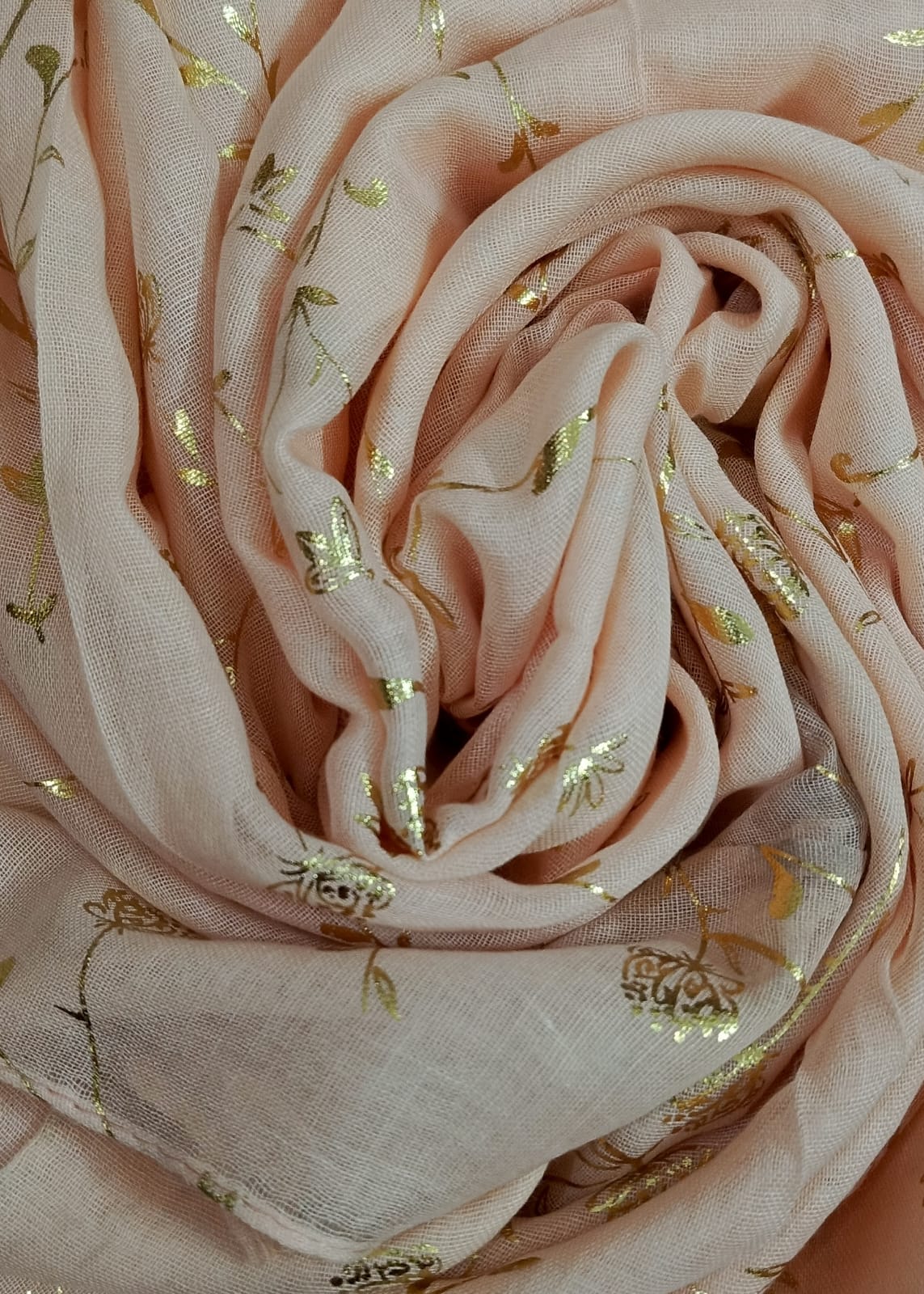 Golden Bloom Foil Lawn Scarf