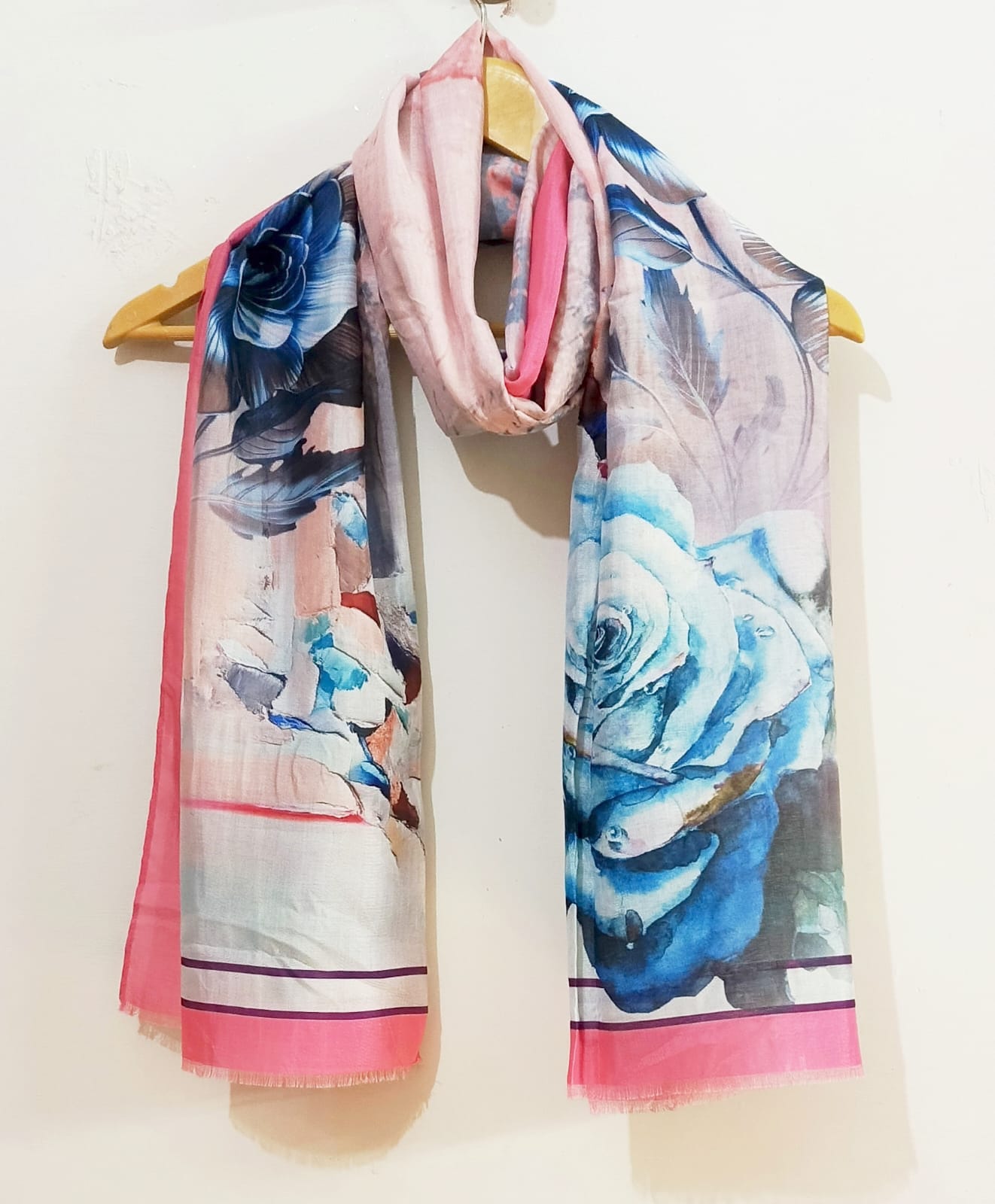 Blue Blossom Elegance Lawn Scarf