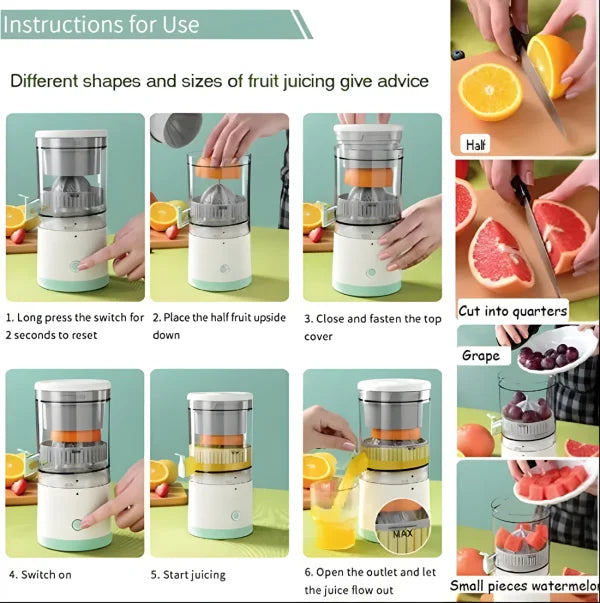 (nw000221) Portable Electric Citrus Juicer Rechargeable Hands | Orange, Lemon Juicer And Squeezer | Juice Extractor | Juice Blender