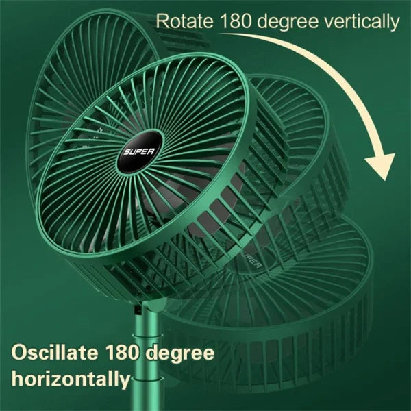 Rechargeable – Telescopic Folding Fan | Usb Foldable ,portable | Table Desk Fan | Telescopic Design Floor | 3 Speeds Adjustable Height Fan(random Color )