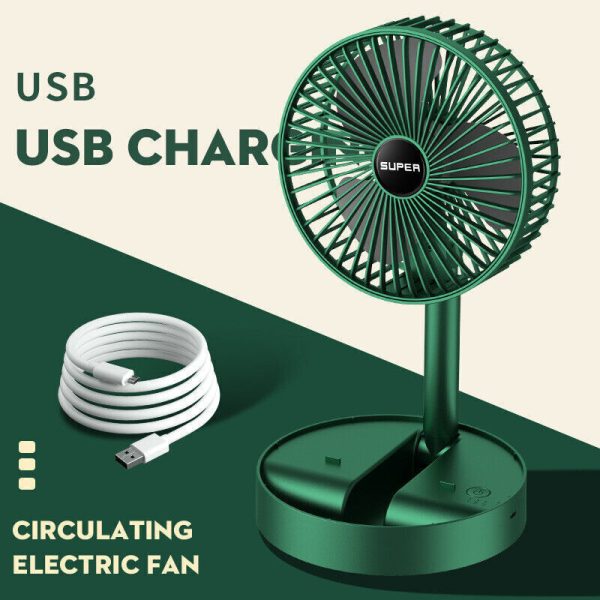 Rechargeable – Telescopic Folding Fan | Usb Foldable ,portable | Table Desk Fan | Telescopic Design Floor | 3 Speeds Adjustable Height Fan(random Color )